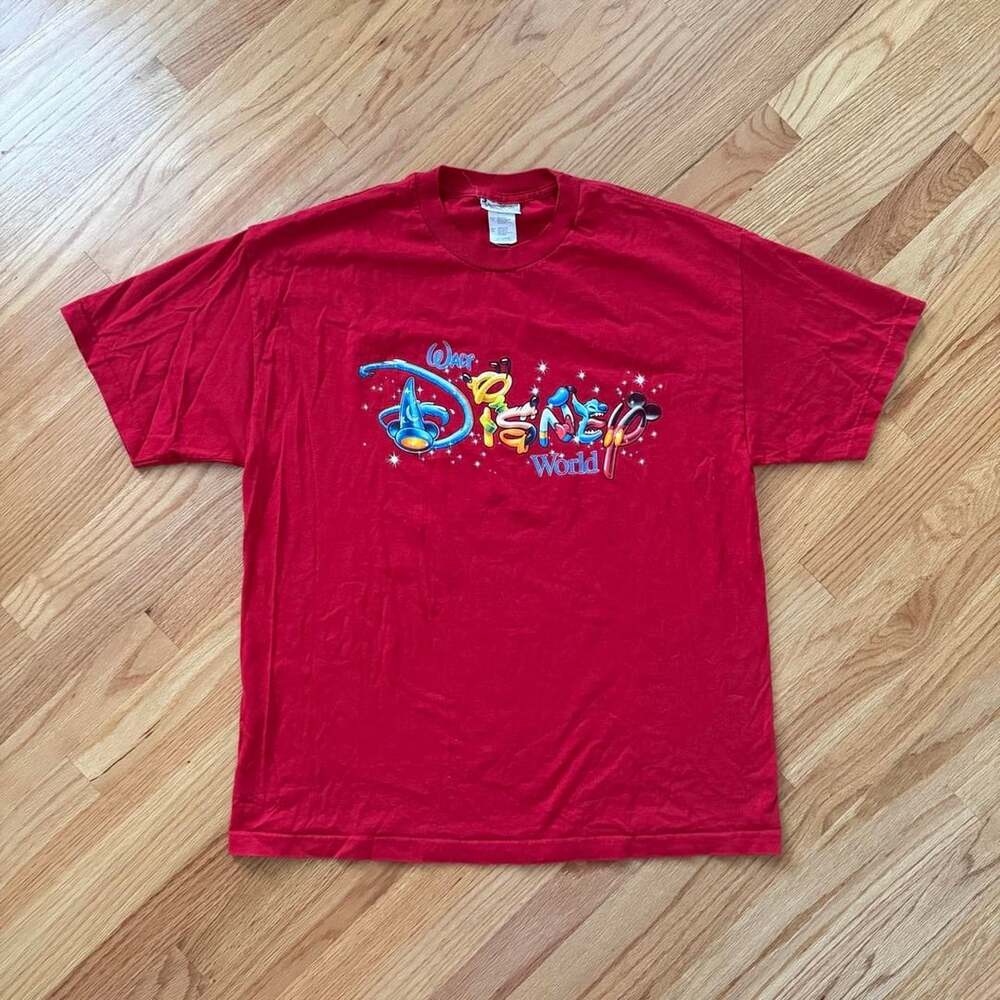 Disney Walt Disney World Airbrush Graphic T-Shirt XL Red